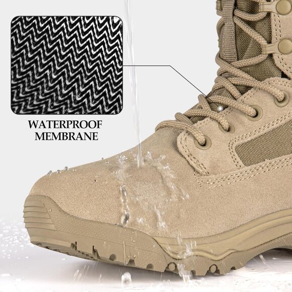 ⚡ Men's Dark Tan Combat Suede Leather Lightweight Military Work Desert Boot - Picture 2 of 8